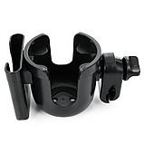 Підсклянник 2 в 1 для дитячого візка з тримачем для телефона El Camino чорний, фото 2