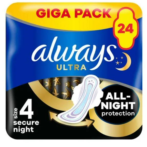 Гігієнічні прокладки Always Ultra Secure Night, розмір 4, 24 шт, фото 1