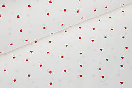 Ранфорс Міні сердечка червоні на білому