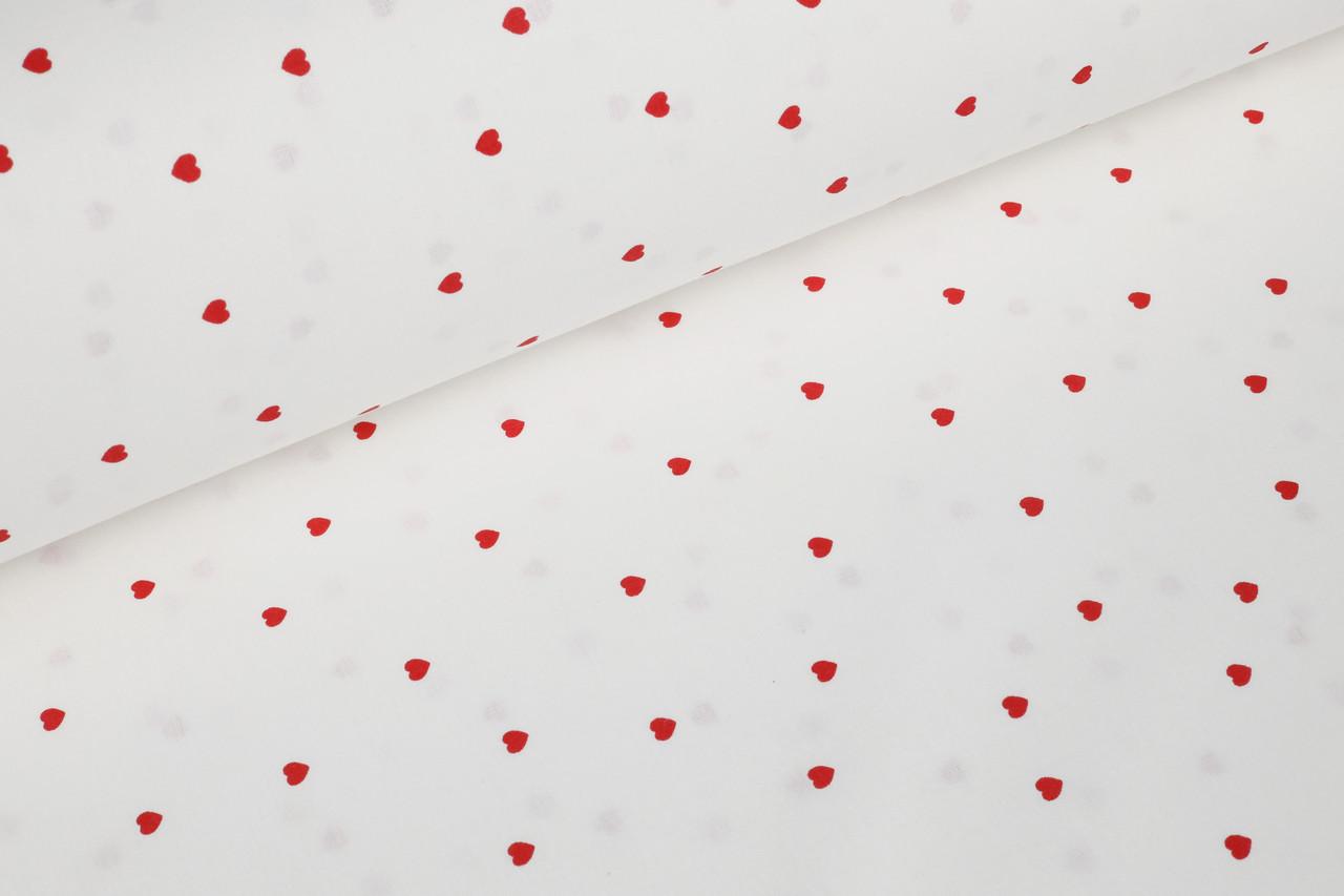 Ранфорс Міні сердечка червоні на білому, фото 1