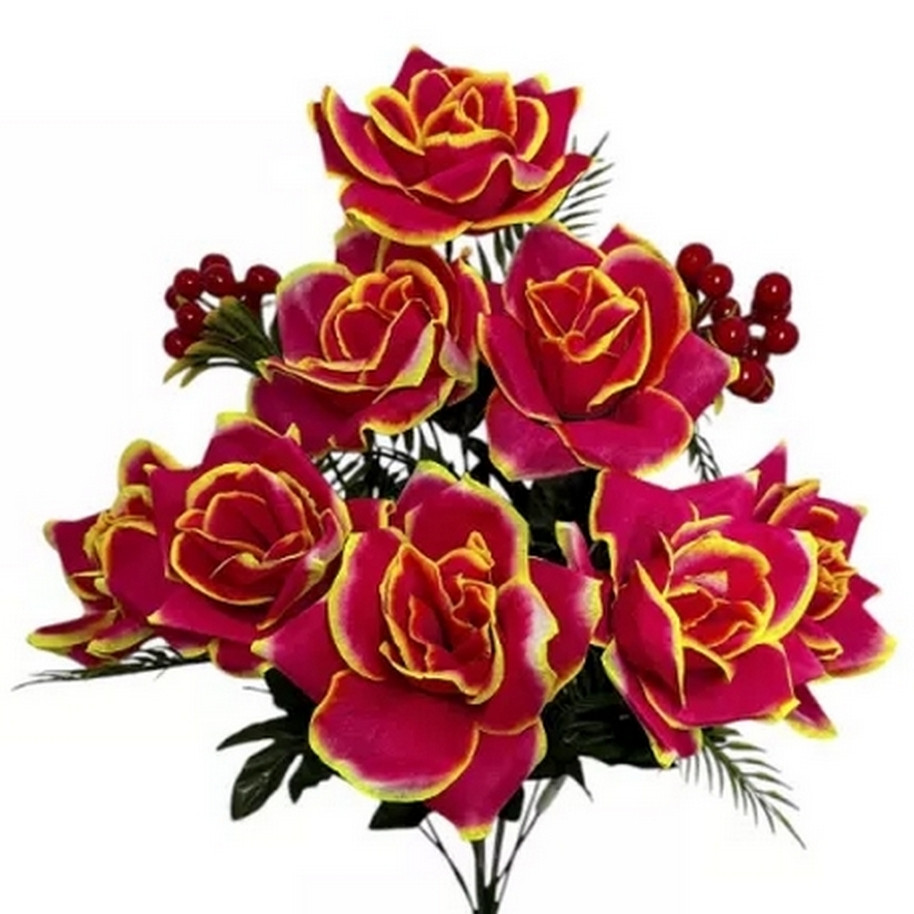 Штучні квіти букет троянди з каліною, 57 см (10 шт.), фото 1