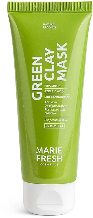 Маска Green Clay Mask Marie Fresh Cosmetics з зеленою глиною 50 мл, фото 1
