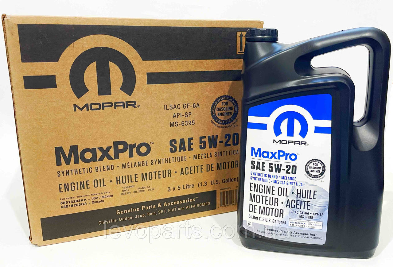 Моторна олива Mopar MaxPro 5W20 5 л. 68518203AA / 68218891AC