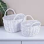 Кашпо сумка плетене з лози біле овальне мале 20 см (4454) DZ