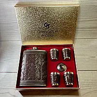 Подарунковий набір 6в1 фляга (обтягнута шкірою)