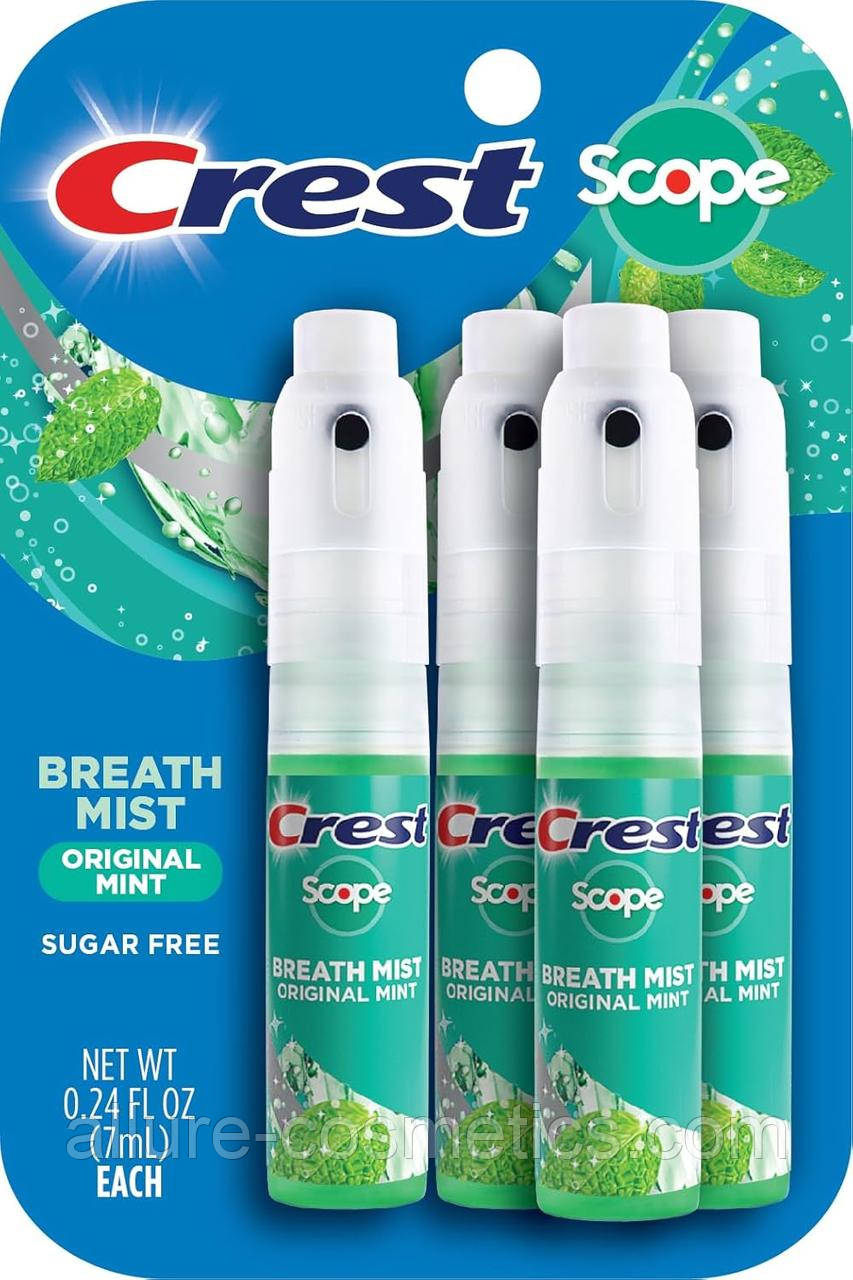 Освіжний спрей для порожнини рота Crest Scope Portable Alcohol-Free CPC Mist with Clean Mint Flavor 4x 7ml