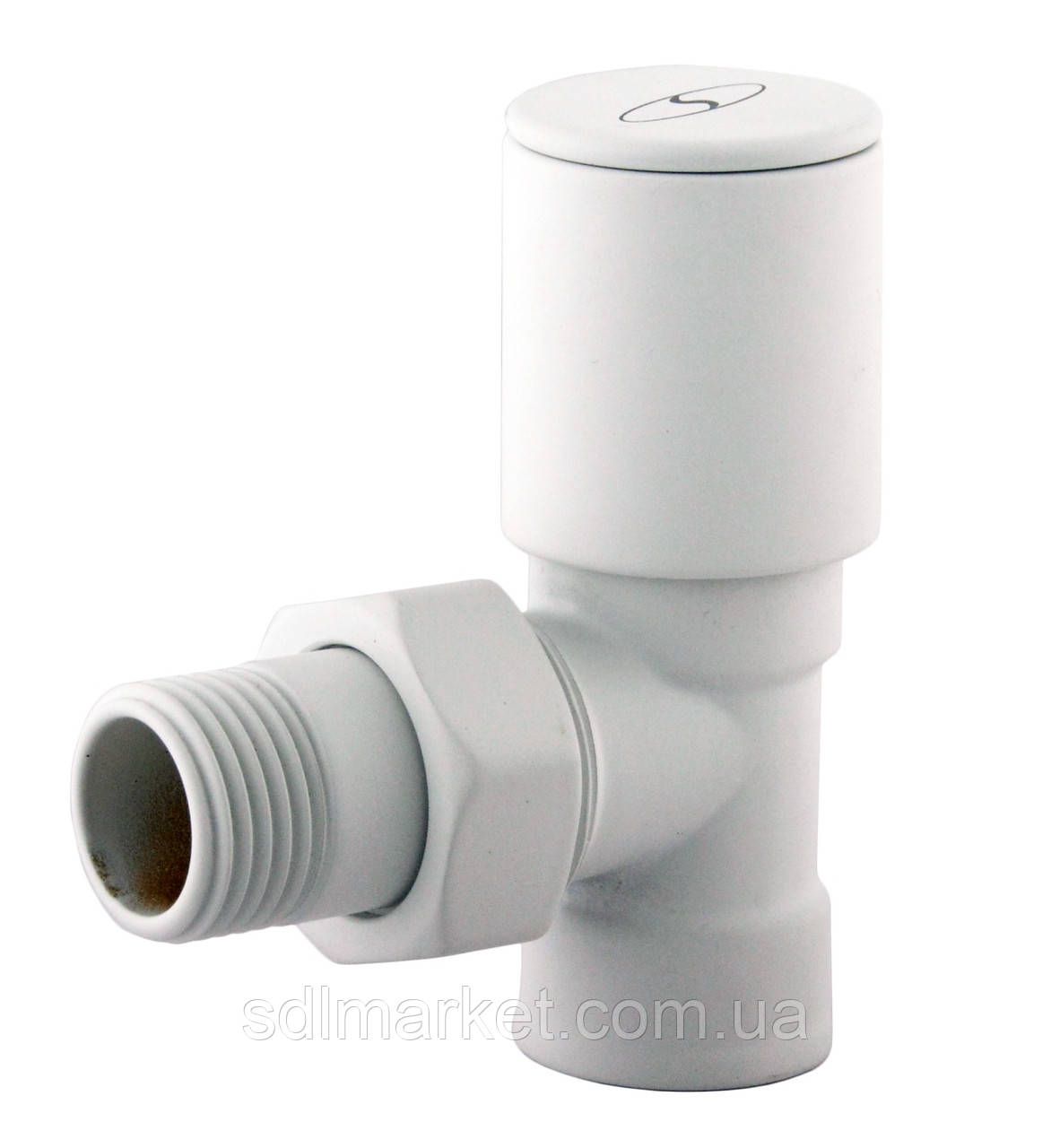 Кран вентильний кутовий з американкою SOLOMON 1/2″ WHITE 1845