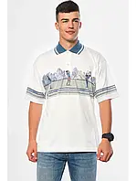 Футболка тініска поло чоловіча біла з принтом 50