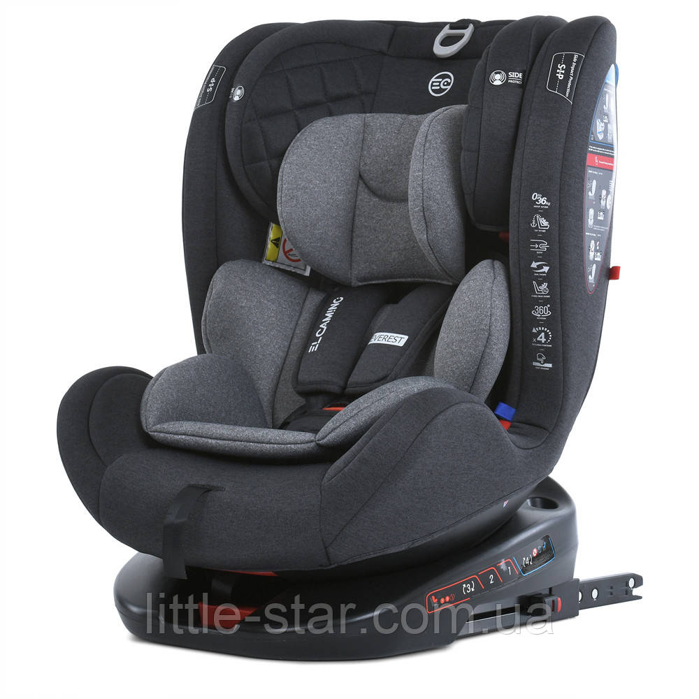 Дитяче автокрісло ME 1114 EVEREST 0, 1, 2, 3 до 36 кг, 5-ти точ.рем.безпеки, isofix, сірий