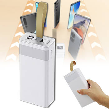 Повербанк з ремінцем, дисплеєм та LED лампою на 30000 mAh на Type-C, Micro-USB, 2 USB Remax RPP-320 Білий