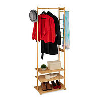 Бамбукова вішалка для одягу на 3 полиці Світло-коричневий