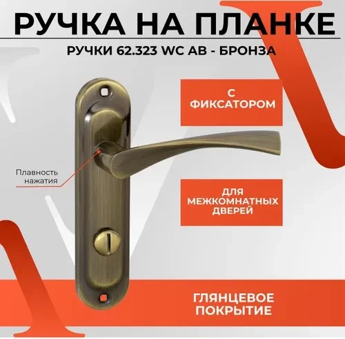 Ручки на планці для міжкімнатних дверей Cosmov POLIS -AL WC AB