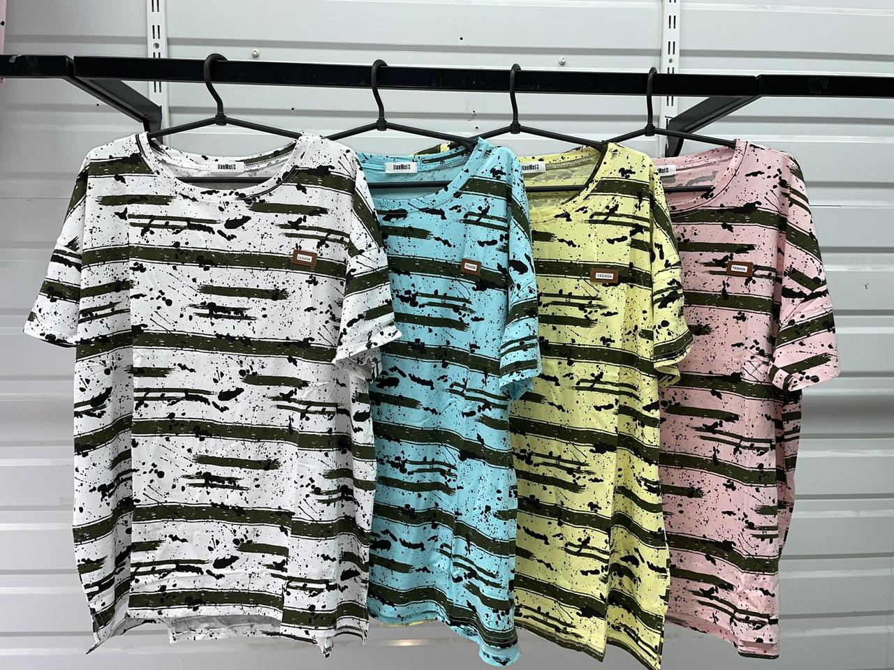 Футболка зі значком Fashion абстракція батал (56-58 універсальний) 10 шт мікс різний колір, фото 1