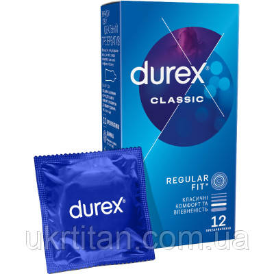 Оригінал! Презервативи Durex Classic латексні з силіконовою змазкою (класичні) 12 шт. (5010232954243) - Вища Якість!, фото 1