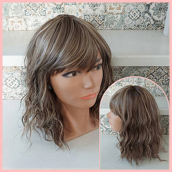 Перука каре подовжене хвилясте з термоволосся платіново-русявий мікс CXD709G- 10FS26