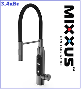 Кран водонагрівач з гнучким гусаком MIXXUS MI6642 Electra 570-EF (з датч.темп.) графітовий корпус