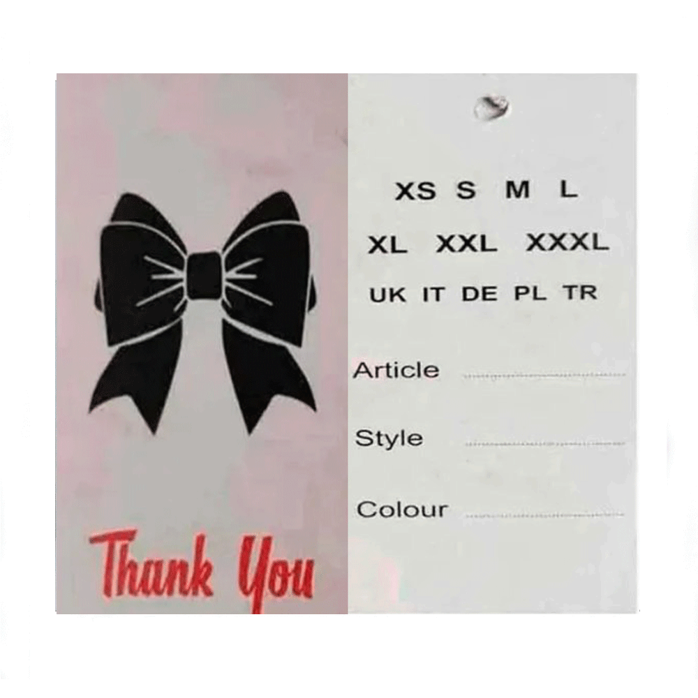 Бірка картонна (бумажна) для одягу Єтикетка Ярлик 1000 шт, фото 1