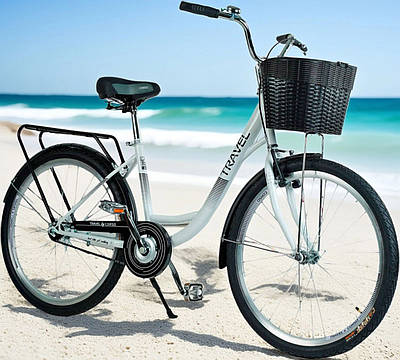 Білий дорожній велосипед велик Колеса 26" біцикл Дитячий лисапед ролер для активного дозвілля Рама 16.5" Дзвінок