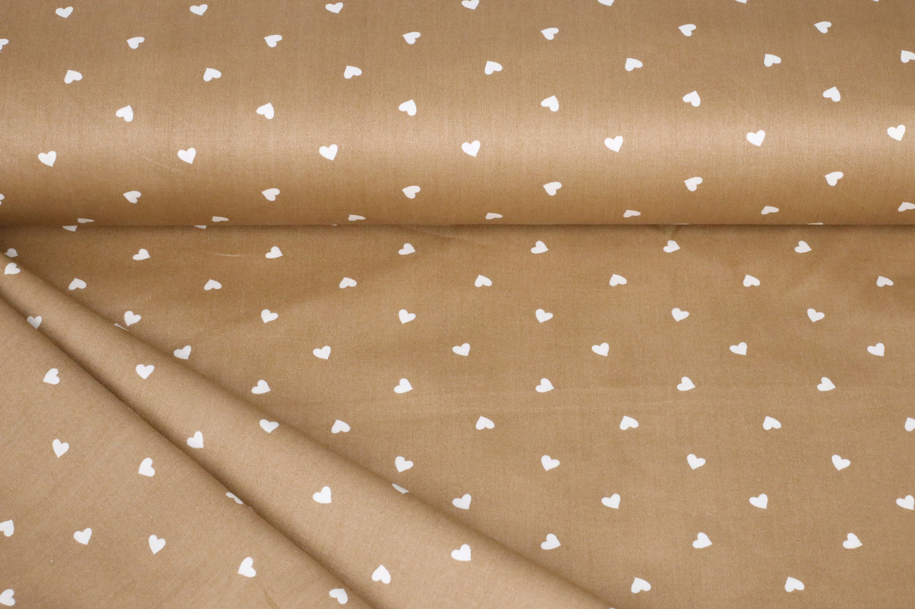 Сатин-твіл Сердечка на коричневому