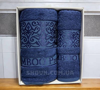 Набір бамбукових рушників 1+1 Cestepe Bamboo синий
