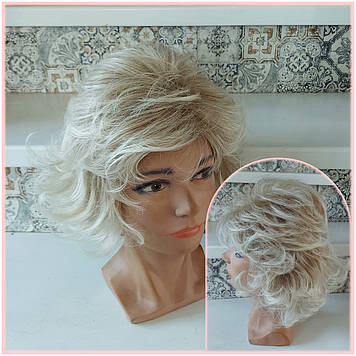 Перука каскад аврора з термоволокна платіновий блонд CXD852- 15ВТ613