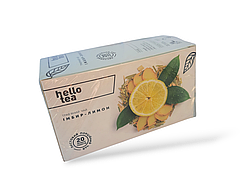 Травяний чай "Імбир Лимон" Hello Tea в пакетиках, листовий, порційний, 20 пак/уп