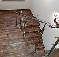 Перила/огородження з нержавійки AISI 304, поручень Ø38 мм, стійка Ø32 мм, 3 ригелі Ø12 мм, кріплення на анкер