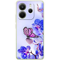 Чохол Силіконовий з Картинкою на Xiaomi Redmi Note 14 4G (Квітка, Метелик на Орхідеї)