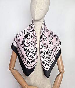 Хустка модна жіноча шовкова Офелія вензель рожевий