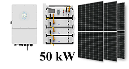 Гібридна сонячна електростанція 50 kW LiFePO4 51.48 кВт для будинку