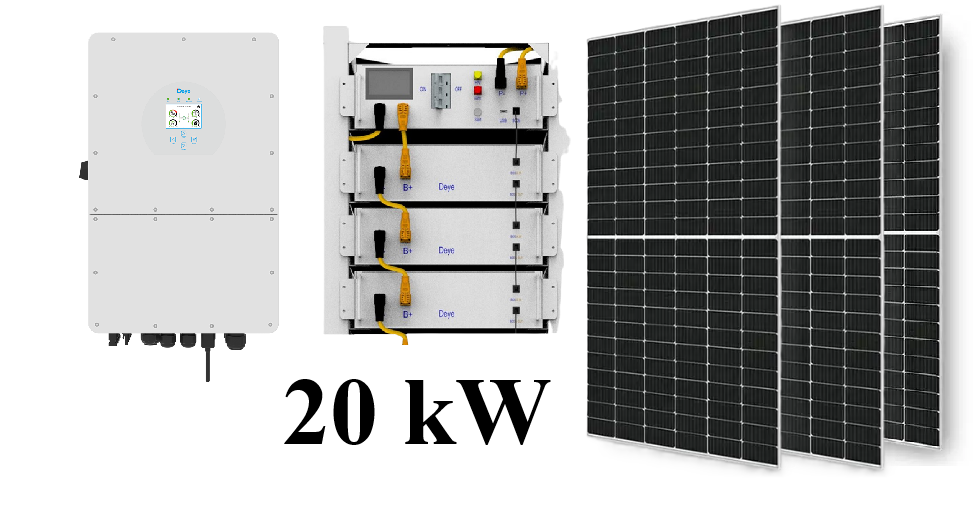 Гібридна сонячна електростанція DEYE 20 kW під ключ