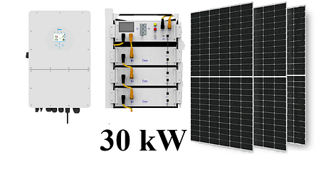 Гібридна сонячна електростанція DEYE 30 kW під ключ, фото 1