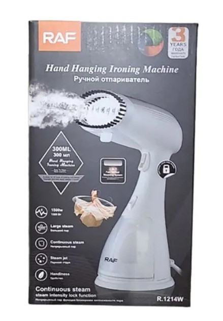 Паровий відпарювач для одягу R-1214W білий з насадками, 1500 Вт, 300 мл, фото 1