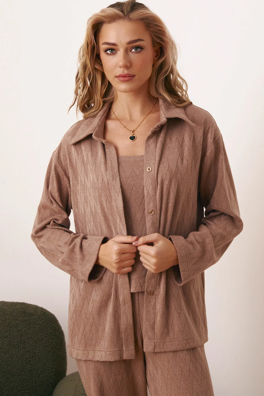 Сорочка домашня до піжами з якісної фактурної тканини 42-52 розміри різні кольори коричнева, фото 1