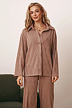 Сорочка домашня до піжами з якісної фактурної тканини 42-52 розміри різні кольори коричнева, фото 2