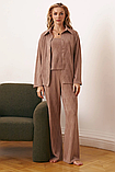 Сорочка домашня до піжами з якісної фактурної тканини 42-52 розміри різні кольори коричнева, фото 3