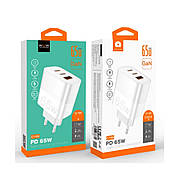 Зарядний пристрій WUW-C199 PD65W+PD20W+QC18W GaN C white, фото 2