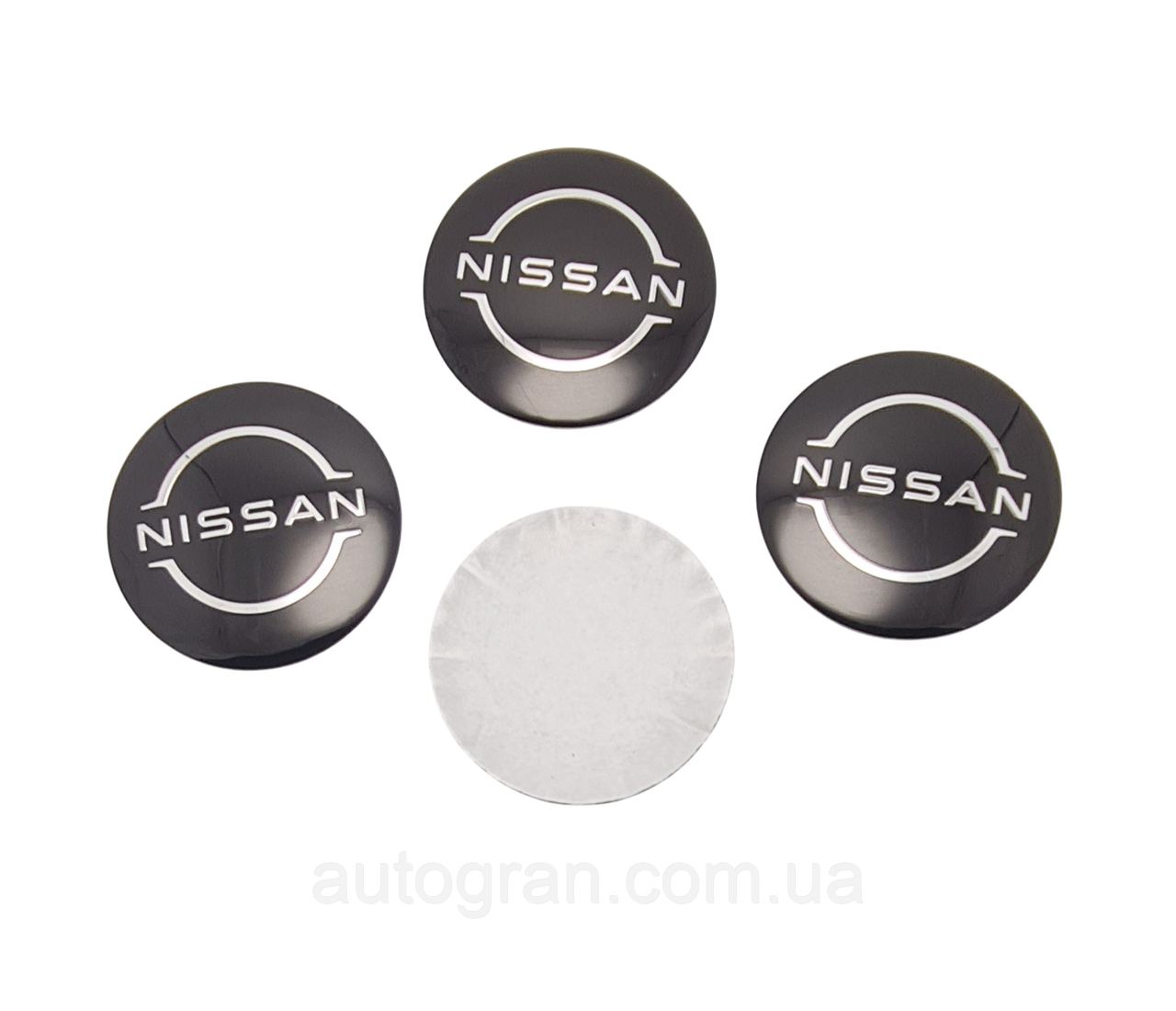 Наклейки на ковпачки литих дисків Nissan 56мм чорніновий тип