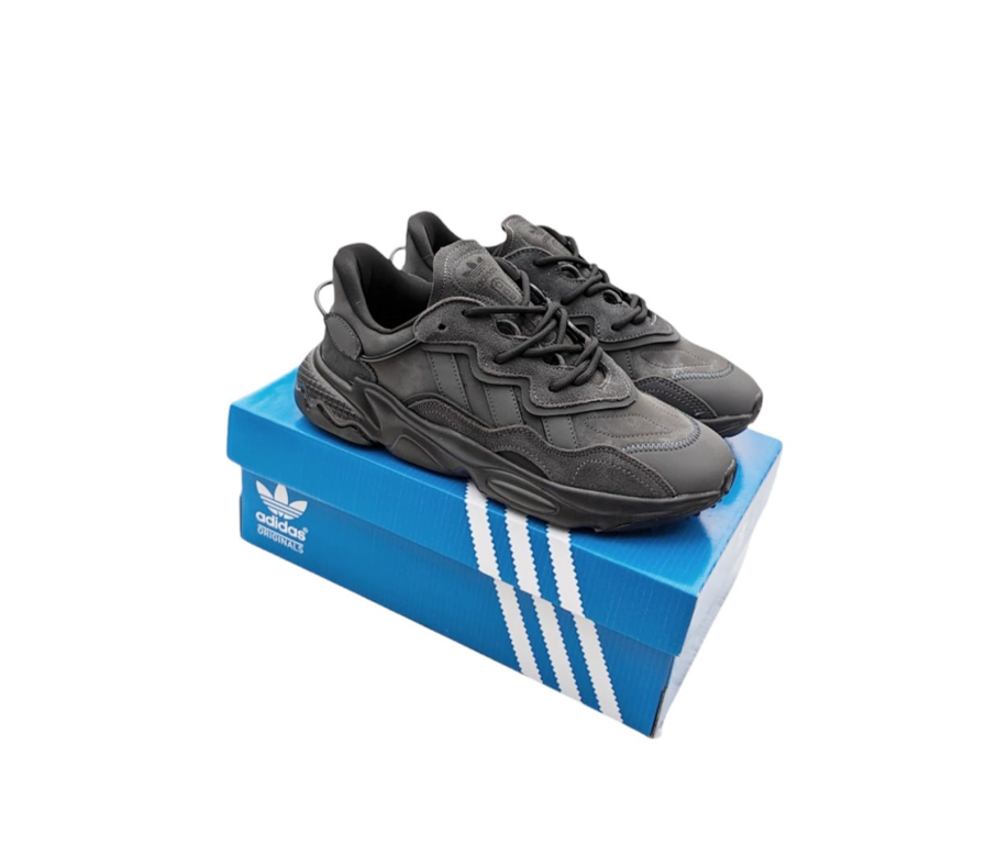 Чоловічі кросівки Adidas Ozweego grey Адідас Озвіго сірі шкіра замша весна демісезон повсякденні для чоловіків