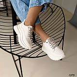 Жіночі трендові кеди на високій підошві білі, жіночі білі кросівки зі стразами 37, 40. 41 рр, фото 8