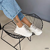 Жіночі трендові кеди на високій підошві білі, жіночі білі кросівки зі стразами 37, 40. 41 рр, фото 3