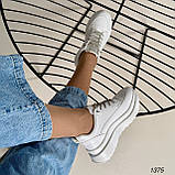 Жіночі трендові кеди на високій підошві білі, жіночі білі кросівки зі стразами 37, 40. 41 рр, фото 6