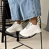 Жіночі трендові кеди на високій підошві білі, жіночі білі кросівки зі стразами 37, 40. 41 рр, фото 2
