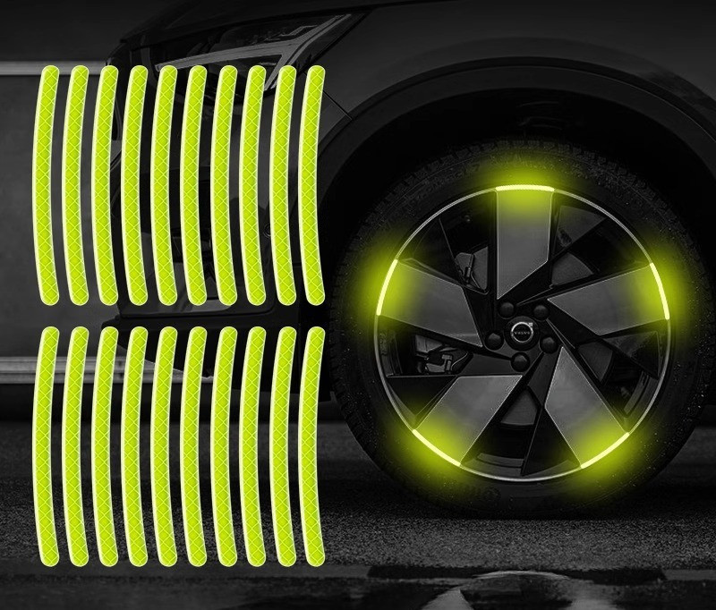 Світловідбивні смужки для дисків авто 3D Reflective Wheel Tire 20 штук Green, фото 1