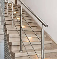 Перила/огородження від виробника з нержавійки AISI 304, поручень Ø38 мм, стійка Ø32 мм, 3 ригелі Ø12 мм, бокове кріплення