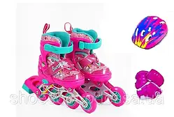 Розсувні ролики для початківців Сердечки розмір 26-29 із захистом