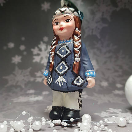 Скляна ялинкова іграшка індианка із серії діти світу Snegka Poland, фото 1
