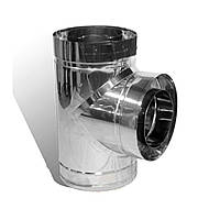 Трійник 90° на димохід Ø 150/220 мм двостінний нерж/нерж 0,5 мм