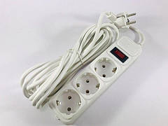 Мережевий фільтр, подовжувач SP5 на 3 розетки 5м GREELITE із захистом від стрибків напруги Білий