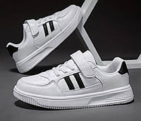 Белые подростковые кроссовки для мальчика, подростковые кожаные кеды на мальчика подростка